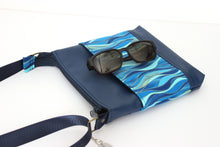 Load image into Gallery viewer, Blue vegan leather small crossbody purse - minimalist zipper purse