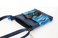Load image into Gallery viewer, Blue vegan leather small crossbody purse - minimalist zipper purse