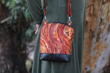 Load image into Gallery viewer, Burnt orange burgandy gold multi pocket small crossbody bag for women - Tracey Lipman