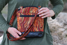 Load image into Gallery viewer, Burnt orange burgandy gold multi pocket small crossbody bag for women - Tracey Lipman
