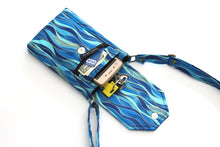Load image into Gallery viewer, Crossbody cell phone purse - blue turquoise gold grab and go phone bag - Tracey Lipman