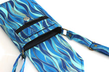 Load image into Gallery viewer, Crossbody cell phone purse - blue turquoise gold grab and go phone bag - Tracey Lipman