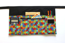Load image into Gallery viewer, Autism awareness puzzle six pocket teacher apron with zipper pocket - Tracey Lipman