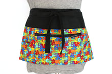 Load image into Gallery viewer, Autism awareness puzzle six pocket teacher apron with zipper pocket - Tracey Lipman