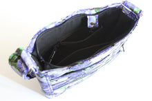 Load image into Gallery viewer, Purple floral fabric long crossbody bag for women with lots of pockets - Tracey Lipman