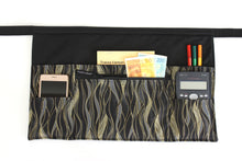 Load image into Gallery viewer, Black utility apron with zipper pocket for teacher vendor server
