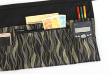 Load image into Gallery viewer, Black utility apron with zipper pocket for teacher vendor server
