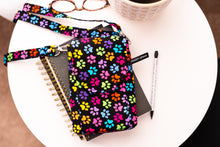 Load image into Gallery viewer, Dog walking bag - rainbow paw print crossbody phone bag