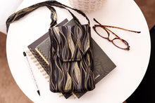 Load image into Gallery viewer, Black cell phone bag with adjustable strap -small crossbody / shoulder bag