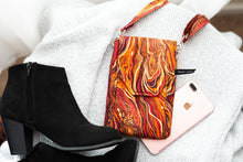Load image into Gallery viewer, Cell phone purse - burnt orange marble design