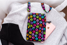Load image into Gallery viewer, Dog walking bag - rainbow paw print crossbody phone bag