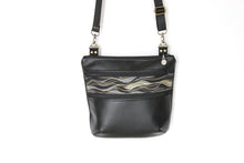 Load image into Gallery viewer, Black vegan leather crossbody bag - mid size multi pocket zipper purse