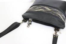 Load image into Gallery viewer, Black vegan leather crossbody bag - mid size multi pocket zipper purse