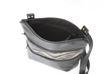 Load image into Gallery viewer, Black vegan leather crossbody bag - mid size multi pocket zipper purse