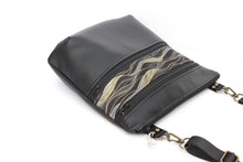 Load image into Gallery viewer, Black vegan leather crossbody bag - mid size multi pocket zipper purse