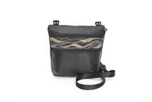 Load image into Gallery viewer, Black vegan leather crossbody bag - mid size multi pocket zipper purse