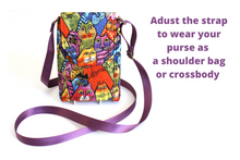 Load image into Gallery viewer, Minimalist crossbody cell phone purse for cat lover