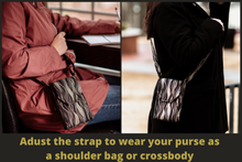 Load image into Gallery viewer, Black cell phone bag with adjustable strap -small crossbody / shoulder bag