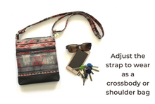 Load image into Gallery viewer, Red gray black canvas and vegan leather small crossbody bag for women
