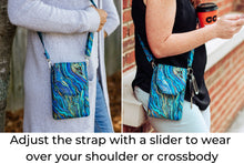 Load image into Gallery viewer, Crossbody phone bag - small cross body purse - blue gold purple marble design