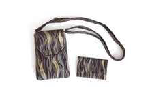 Load image into Gallery viewer, Small minimalist wallet - black gold silver fabric mini slim wallet