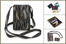 Load image into Gallery viewer, Small minimalist wallet - black gold silver fabric mini slim wallet