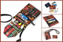 Load image into Gallery viewer, Book print fabric minimalist wallet - small wallet gift for reader