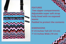 Load image into Gallery viewer, Small crossbody bag - pink and blue chevron fabric phone bag - Tracey Lipman