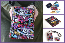 Load image into Gallery viewer, Day of the Dead Sugar Skulls small wallet for women and teenage girls