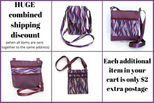 Load image into Gallery viewer, Purple faux leather purse - crossbody / shoulder bag - lots of pockets