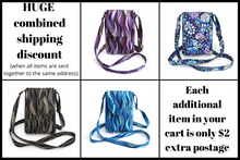 Load image into Gallery viewer, Minimalist crossbody cell phone bag in colorful retro spiral fabric