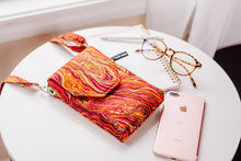 Load image into Gallery viewer, Cell phone purse - burnt orange marble design