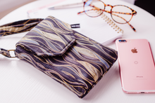 Load image into Gallery viewer, Black cell phone bag with adjustable strap -small crossbody / shoulder bag