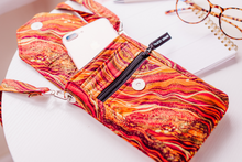 Load image into Gallery viewer, Cell phone purse - burnt orange marble design