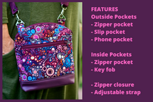 Load image into Gallery viewer, Purple multi pocket small crossbody bag for women - Tracey Lipman