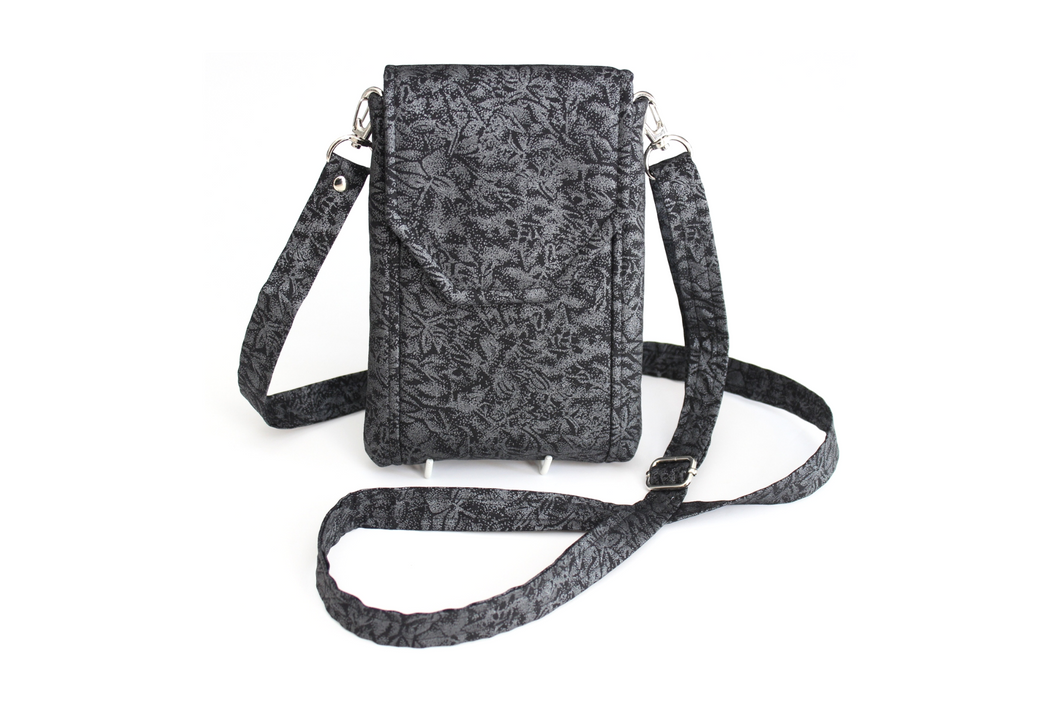 Black cell phone purse with adjustable strap - crossbody / shoulder bag