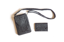 Load image into Gallery viewer, Black fabric small minimalist wallet - card holder wallet for women