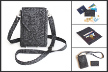 Load image into Gallery viewer, Black fabric small minimalist wallet - card holder wallet for women