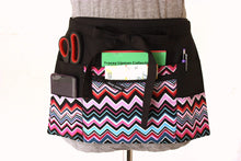 Load image into Gallery viewer, Teacher Apron - half apron with zipper pocket - Waitress apron - Vendor apron - utility apron - waist apron - money apron - craft show apron