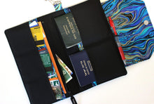 Load image into Gallery viewer, Family Passport Holder - Family Travel Wallet - Fabric Passport Wallet for women - Travel Document Holder - multiple passport holder - blue