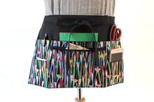Load image into Gallery viewer, teacher apron with pockets - half apron with zipper pocket - vendor apron - waist apron - craft apron - 6 pocket apron - utility apron