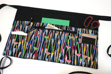 Load image into Gallery viewer, teacher apron with pockets - half apron with zipper pocket - vendor apron - waist apron - craft apron - 6 pocket apron - utility apron