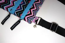 Load image into Gallery viewer, small crossbody bag for women, birthday gift for teen girl, travel bag for tween girl, sling bag, pink blue chevron fabric cross body bag