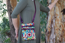 Load image into Gallery viewer, small crossbody bag for girls edc, fabric cross body bag for women, teal paisley fabric purse, travel bag, birthday gift for teenage girls