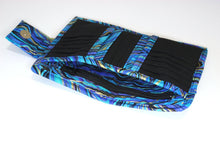 Load image into Gallery viewer, Wallet for women, blue purple marble fabric card holder wallet, handmade billfold vegan wallet, bifold cash wallet, credit card holder