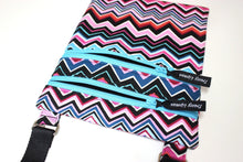 Load image into Gallery viewer, small crossbody bag for women, birthday gift for teen girl, travel bag for tween girl, sling bag, pink blue chevron fabric cross body bag