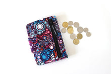 Load image into Gallery viewer, Purple fabric wallet for women - card holder wallet - cash and coin vegan wallet - bifold wallet - billfold wallet - ladies wallet