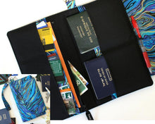 Load image into Gallery viewer, Family Passport Holder - Family Travel Wallet - Fabric Passport Wallet for women - Travel Document Holder - multiple passport holder - blue
