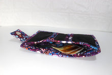 Load image into Gallery viewer, Purple fabric wallet for women - card holder wallet - cash and coin vegan wallet - bifold wallet - billfold wallet - ladies wallet