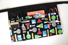 Load image into Gallery viewer, Teacher apron with pockets, Chemistry teacher gift, science teacher classroom apron with zipper pocket, half apron, waist apron utilty apron